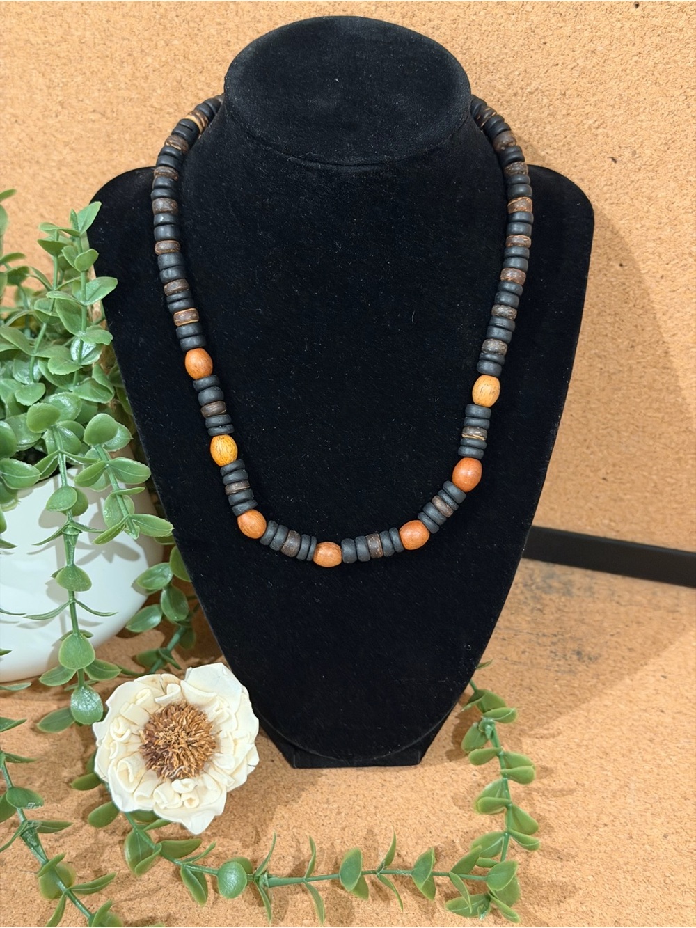 Boho Black and Brown Beaded Women's Necklace - Picture 1 of 3